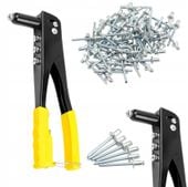 Nitownica Ręczna Zestaw 150 Nitów 4 Końcówki Aluminium Czarna 260 mm