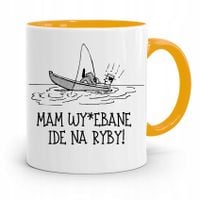 Kubek Żółty Wędkarza Mam Wy*Ebane Ide Na Ryby! Z Nadrukiem Ze Zdjęciem