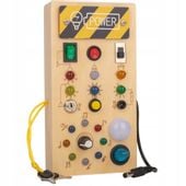 Tablica MONTESSORI Sensoryczna DREWNIANA Manipulacyjna LED Przełączniki