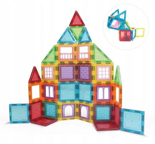 KLOCKI MAGNETYCZNE KONSTRUKCYJNE EDUKACYJNE DUŻE PANELE 3D DLA DZIECI 56 EL na Arena.pl