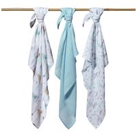 BABYONO Pieluszki muślinowe bambusowe błękitne 3 sztuki