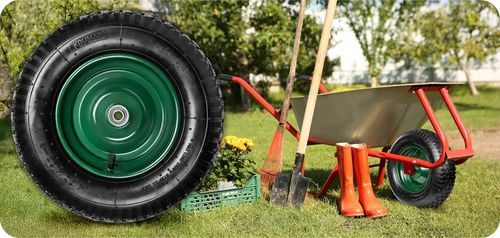 KOŁO KÓŁKO DO TACZKI TACZEK MOCNE Z DĘTKĄ POMPOWANE 4.80/4.00-8 + OŚKA na Arena.pl