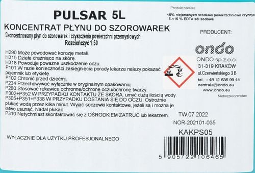PŁYN DO SZOROWARKI KONCENTRAT DO PODŁÓG PULSAR UNIWERSALNY WYDAJNY 5L na Arena.pl