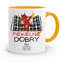 Dla Dja Muzyka Kubek Żółty Piekielnie Dobry Dj Z Nadrukiem Ze Zdjęciem