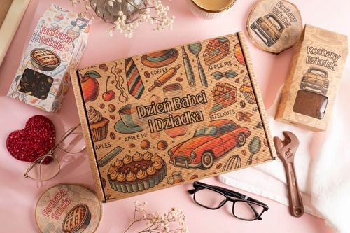 PREZENT NA DZIEŃ BABCI I DZIADKA zestaw z nadrukiem podkładki kawa herbata na Arena.pl