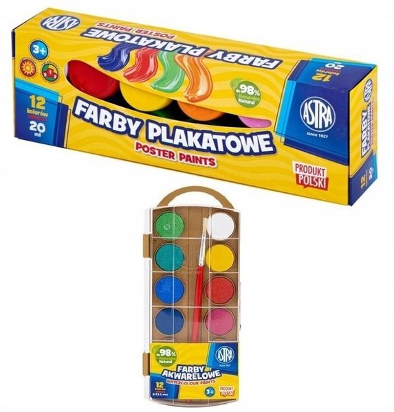 Wyprawka Szkolna Astra XXL 20 elementów Duży zestaw do szkoły Farby 12 kol. zdjęcie 13