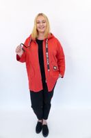 Czerwona Kurtka na Zamek z Kapturem UNI