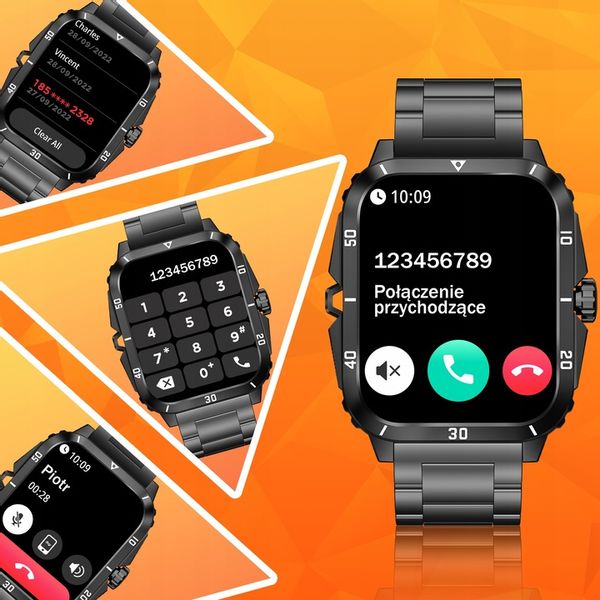 Smartwatch Zegarek Męski Wodooporny PL Menu Rozmowy Smart Watch 3 Paski zdjęcie 10