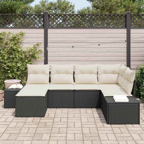 Zestaw Sof na Ogród 6 pcs Czarny i kremowy 264 x 154 x 85 cm na Arena.pl