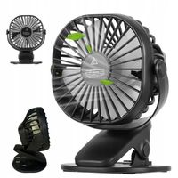 Wentylator biurkowy wiatrak bezprzewodowy stojący + klips 2500mAh USB