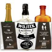PREZENT DLA ŚWIADKA ŚLUBU NAKLEJKA NA ALKOHOL WHISKEY PERSONALIZOWANA