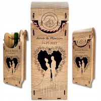 DREWNIANE PUDEŁKO NA WINO ŚLUB SKRZYNIA Z GRAWEREM PREZENT WESELE