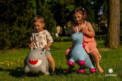 Skoczek pluszowy dla dzieci do skakania Konik brązowy z pompką na Arena.pl