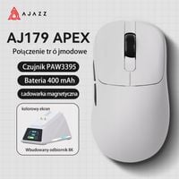 AJ179 APEX Biała mysz akumulatorowa PAW3950 z magnetyczną podstawą ładującą