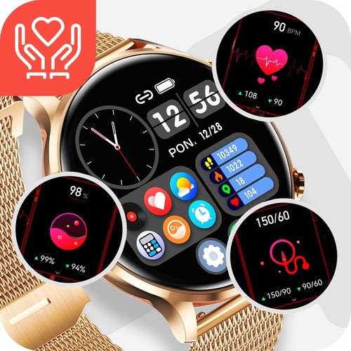 Smartwatch Zegarek Damski Pomiary Rozmowy Pulsometr Polskie Menu Elegancki na Arena.pl