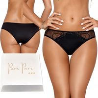 Figi Majtki z Koronką z Mikrofibrą Dopasowane Zjawiskowe Czarne XXL