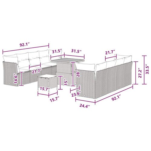 Zestaw Sof na Ogród 11 pcs Czarny polirattan na Arena.pl