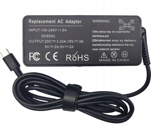 Zasilacz USB-C 65W| Lenovo ThinkPad/Dell Latitude, XPS/HP EliteBook |+kabel na Arena.pl