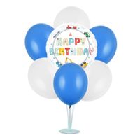 Zestaw balonów na stojaku Auta Happy Birthday