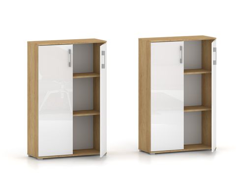 Regał komoda biurowa Pola 2D 110 x 80 cm Hikora z biały drzwiami 3 półki na Arena.pl