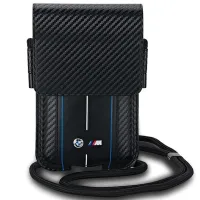 Torebka BMW Carbon & Blue Stripe na telefon - czarna