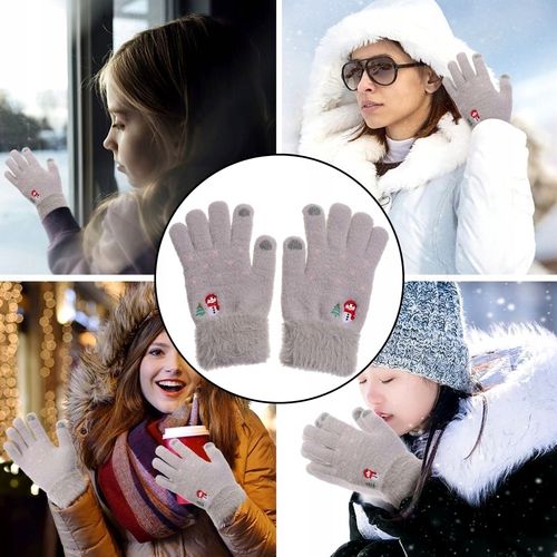 Ciepłe Dotykowe Rękawiczki Damskie Haftowane na Arena.pl