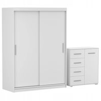 Zestaw VISTA 04 Szafa 150 Komoda FRIDA MINI 01 90 półki BIAŁY PRODUCENT+
