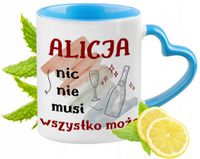 Dla Alicji Kubek Błękitny Z Uszkiem W Kształcie Serca Na Prezent Na Kawę