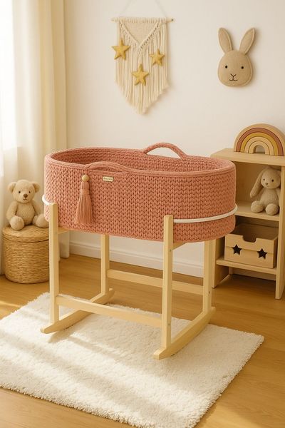 Kosz Mojżesza BOHO Handmade z kołyską - blush zdjęcie 3