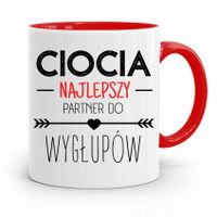 Kubek Czerwony Prezent Dla Cioci Najlepszy Partner Z Nadrukiem Ze Zdjęciem