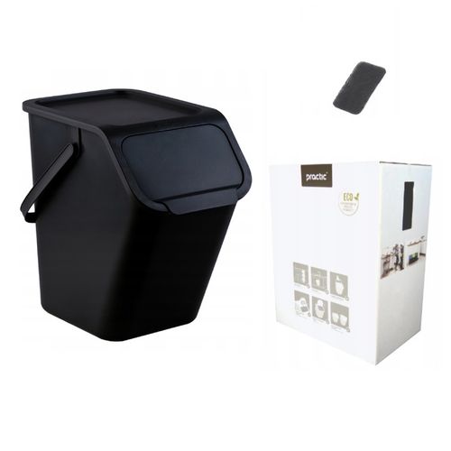Kosz na Śmieci Odpady Łazienkowy Pojemnik do Segregacji Odpadów Czarny 25L na Arena.pl