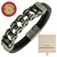 Bransoletka męska skórzana łańcuch motocyklowy dla motocyklisty BLINGART