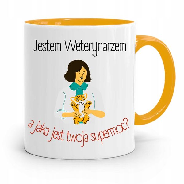 Kubek Żółty Dla Weterynarza Jestem Weterynarzem Z Nadrukiem Ze Zdjęciem zdjęcie 1