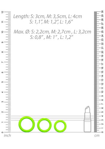 3 pcs cock ring set - glow in the dark - neon green na Arena.pl