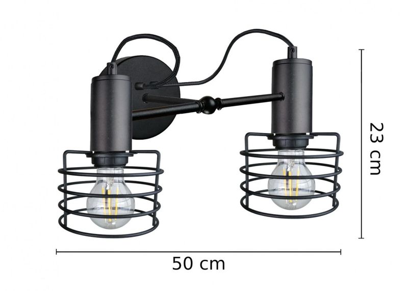 Kinkiet 2xE27 RUNE BLACK zdjęcie 3