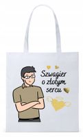 Torba Biała Eco Shopper Dla Szwagra Prezent Z Nadrukiem Ze Zdjęciem