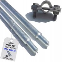 Uziom szpilka pręt składany - Zestaw 3m i złącze - uziemienie wbijany pilon