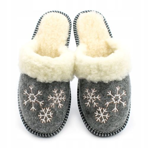 Filcowe Kapcie Damskie Góralskie Ocieplane Klapki zdjęcie 1