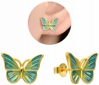 ZŁOTE KOLCZYKI MOTYLKI WKRĘTKI, kolczyki SZTYFTY SREBRO PRÓBA 925