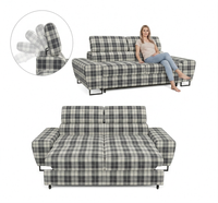 Kanapa sofa rozkładana f spania reg zagłówek pleciona czarno biała Savio 2