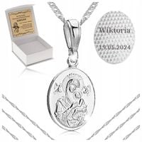 SREBRNY NASZYJNIK KOMUNIJNY ŁAŃCUSZEK MEDALIK 925 DLA DZIEWCZYNKI + GRAWER