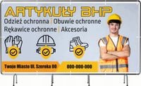 BANER REKLAMOWY 100x50cm projekt w cenie oczkowany ARTYKUŁY BHP