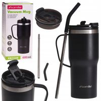 KUBEK TERMICZNY do kawy herbaty TERMOS szczelny ze słomką KAMILLE 600ml