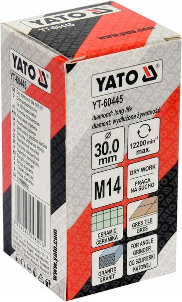 DIAMENTOWE WIERTŁO DO GRESU 30 MM (M14) YATO zdjęcie 3