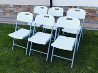 ZESTAW 6 SZTUK KRZESŁO KATERINGOWE OGRODOWE SKŁADANE BIAŁE BANKIET KOMUNIA