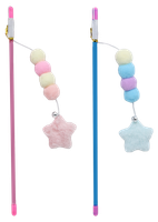 Zabawka dla kota plastikowa wędka z linką i pluszową gwiazdką 31-47cm