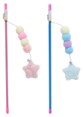 Zabawka dla kota plastikowa wędka z linką i pluszową gwiazdką 31-47cm