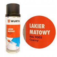 WURTH Lakier Czarny Mat Satyna Spray Szybkoschnący RAL 9005 400ml