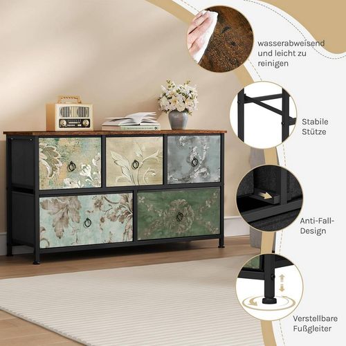 Komoda materiałowa 5 dużych szuflad kwiaty organizer na Arena.pl