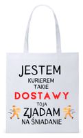 Dla Kuriera Dostawcy Torba Eco Biała Shopper Z Nadrukiem Ze Zdjęciem